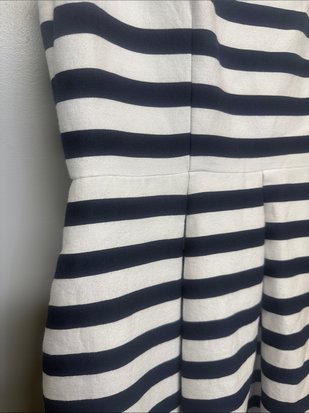 Kate Spade Silk Navy White Striped Fit & Flare Aline Prep Midi Dress w/Pockets - Picture 4 of 8